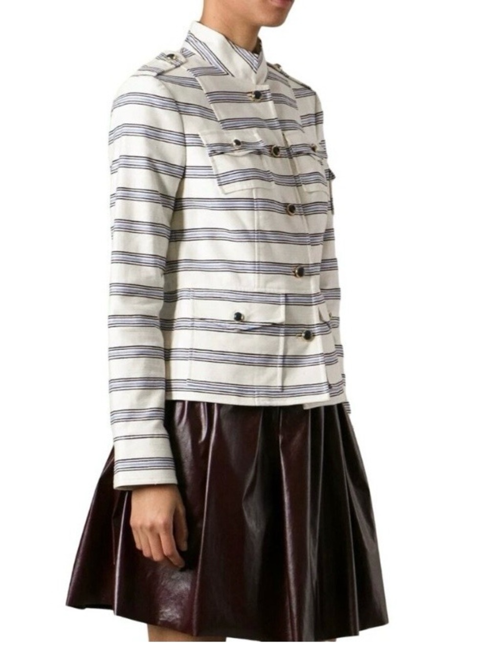Tory Burch Sergeant Pepper Striped Button Front Military Jacket Blazer Size 8